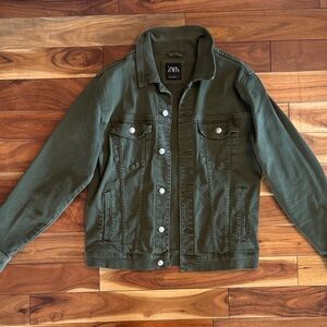 Zara Khaki Green Button-Up Jacket